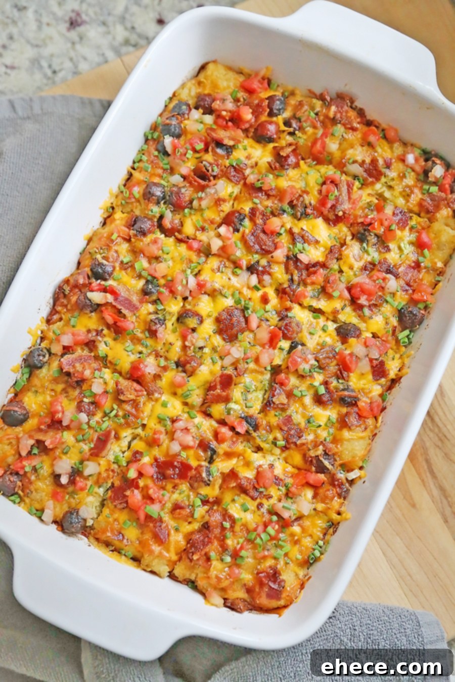 Bacon Egg and Tater Tot Casserole on plate