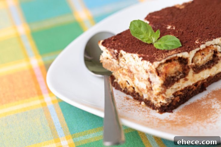 Tiramisu dessert with coffee and cocoa