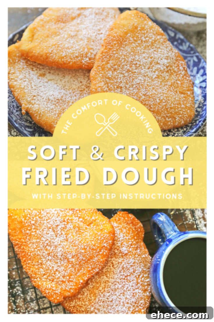 Three pieces of fried dough on a plate, one covered in powdered sugar, another with chocolate sauce