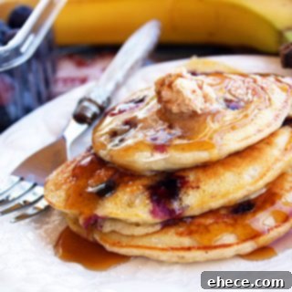 Fluffy Banana and Blueberry Pancakes with Cinnamon-Vanilla Butter