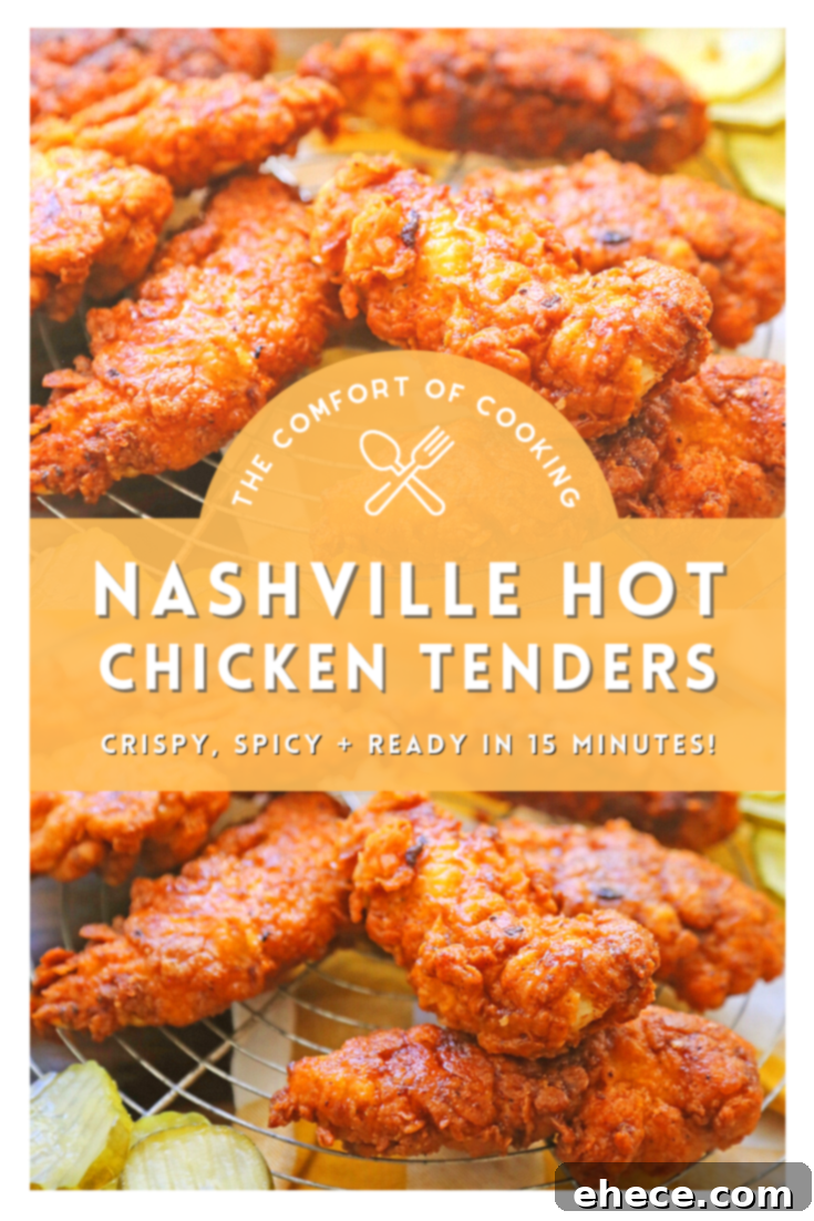 Stacked Nashville Hot Chicken Tenders, highlighting the crispy breading and red glaze.