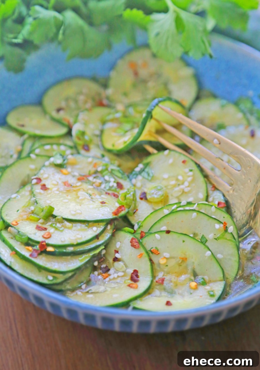Refreshing Asian Cucumber Crunch 3 A closer look at the fresh ingredients in Asian Cucumber Salad.