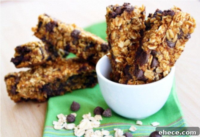 A stack of delicious pumpkin chocolate chip granola bars