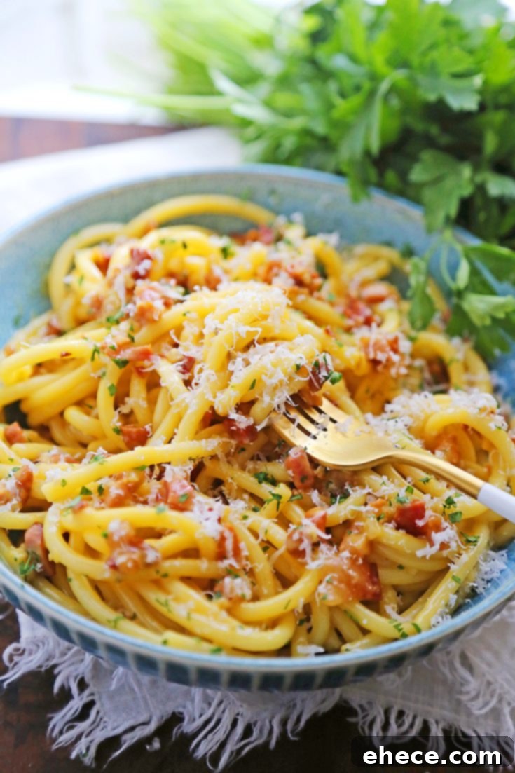 Bucatini Carbonara dish