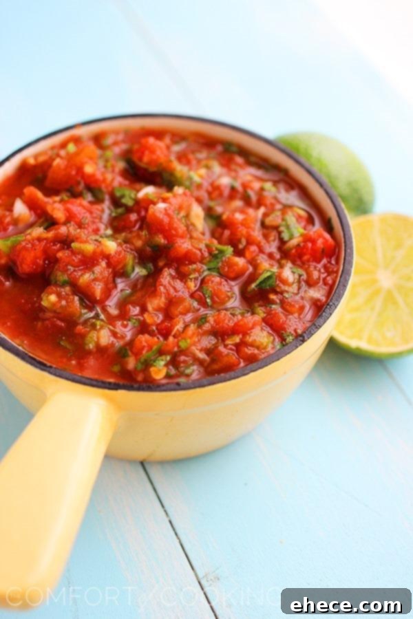 Homemade Restaurant Style Salsa with Tacos and Tortilla Chips