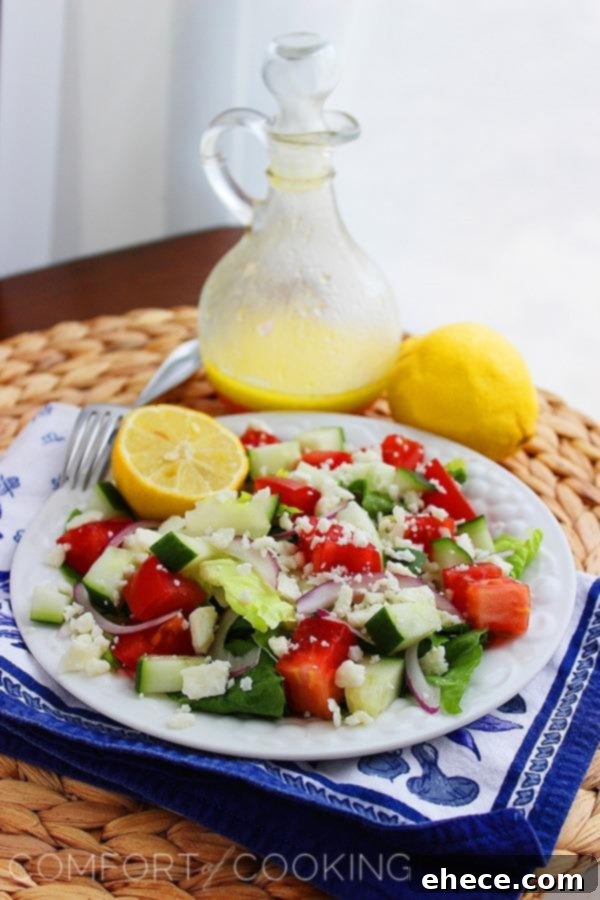 Hellenic Harvest with Lemon Kiss 2 Fresh Greek Salad with Lemon Vinaigrette served with warm pita bread. A perfect Mediterranean meal.