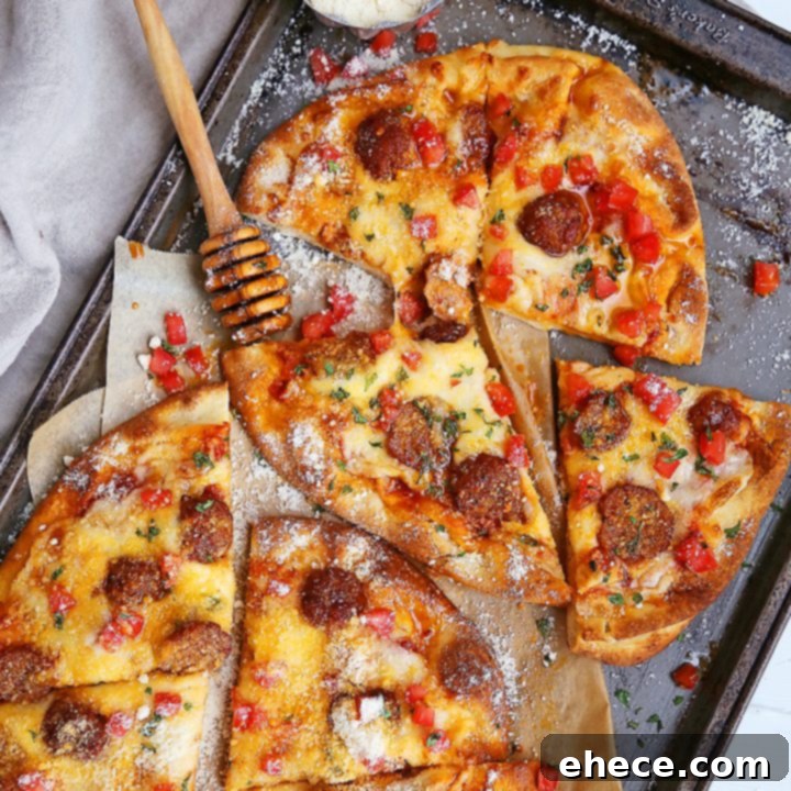 Meatball Flatbread Pizzas with Hot Honey