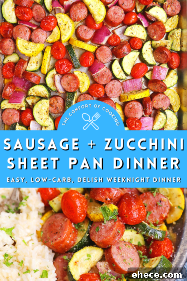 Easy One-Pan Sausage, Zucchini, and Tomato Dinner 6 Close-up of a rustic wooden board with ingredients for the sheet pan dinner