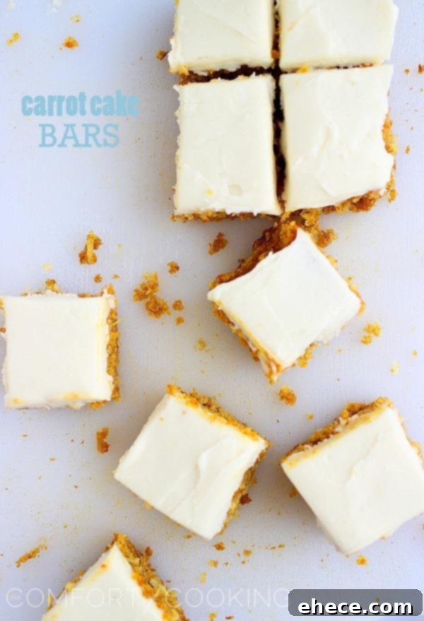 Stack of Carrot Cake Bars, showcasing their moist texture