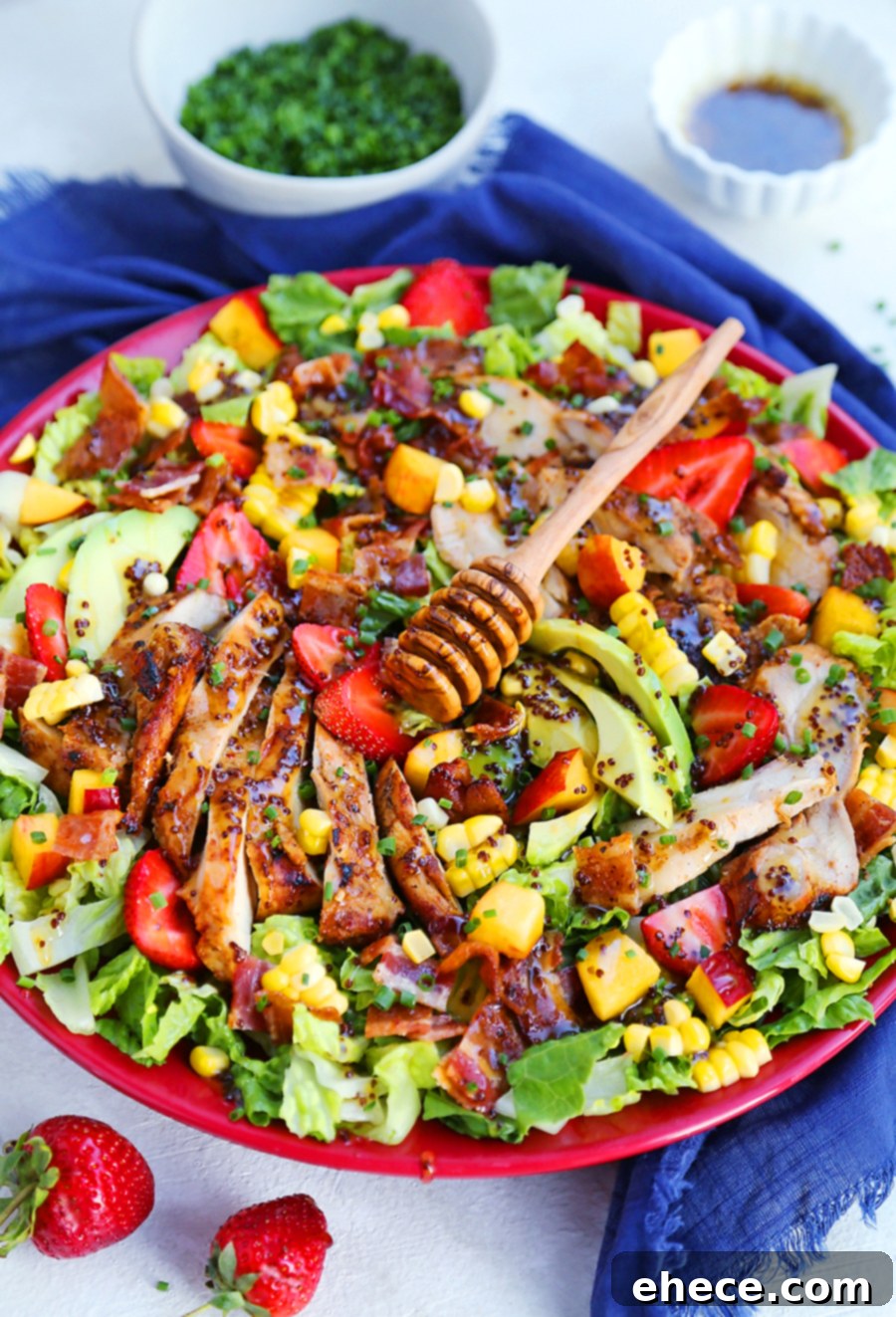 Plated Honey Mustard Chicken Salad with fresh ingredients
