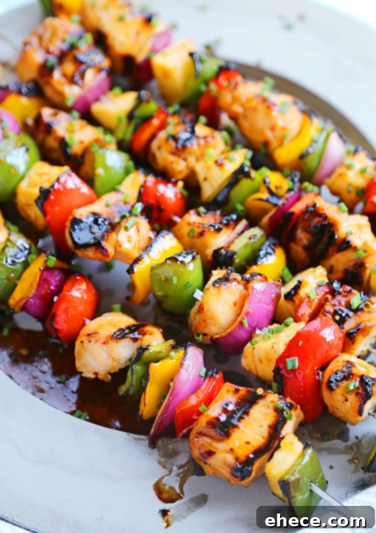 Sweet Chili Hawaiian Chicken Skewers for pinning