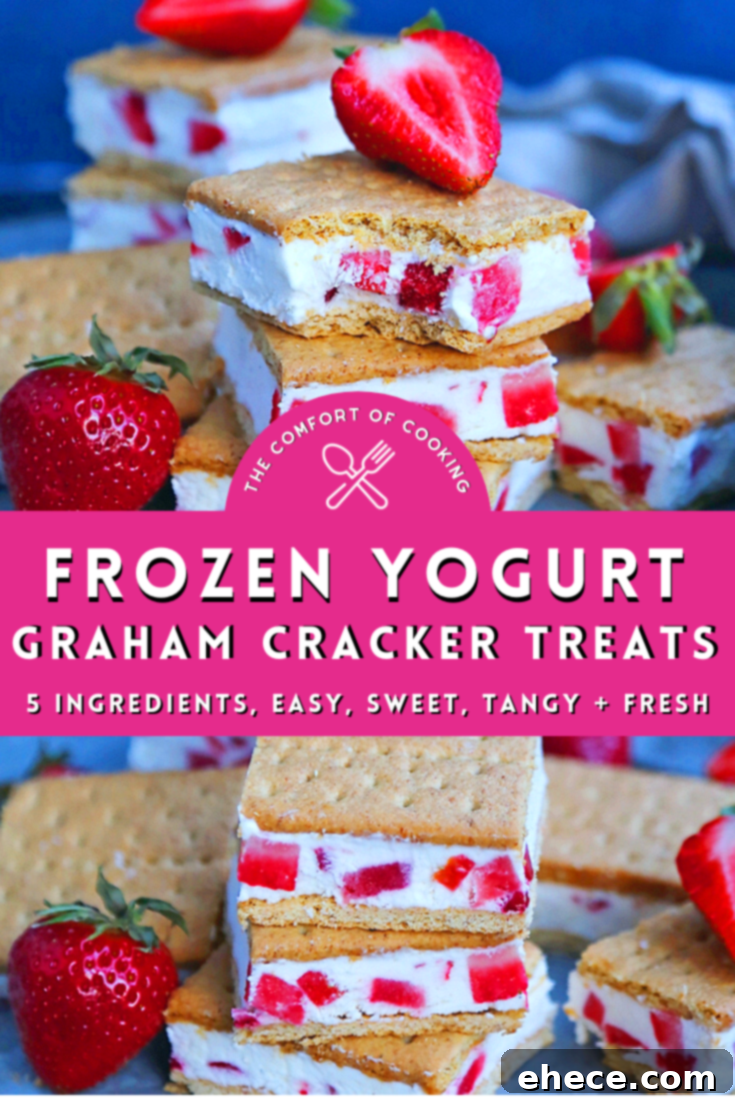 Strawberry Frozen Yogurt Graham Cracker Treats Stacked