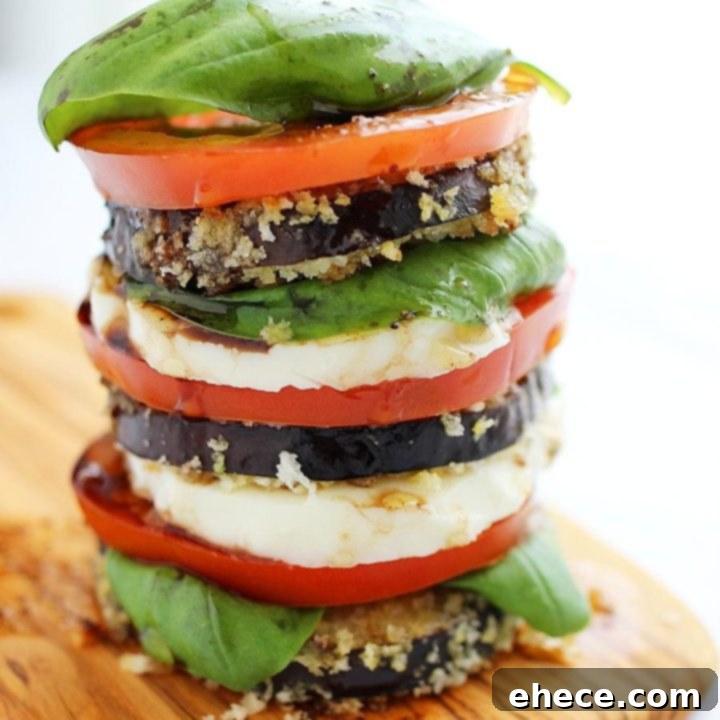Crispy Eggplant Caprese Stacks Recipe Image
