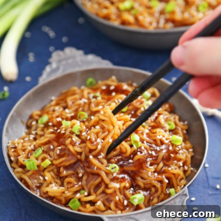10-Minute Saucy Ramen Noodles recipe card image showing a delicious bowl ready to eat