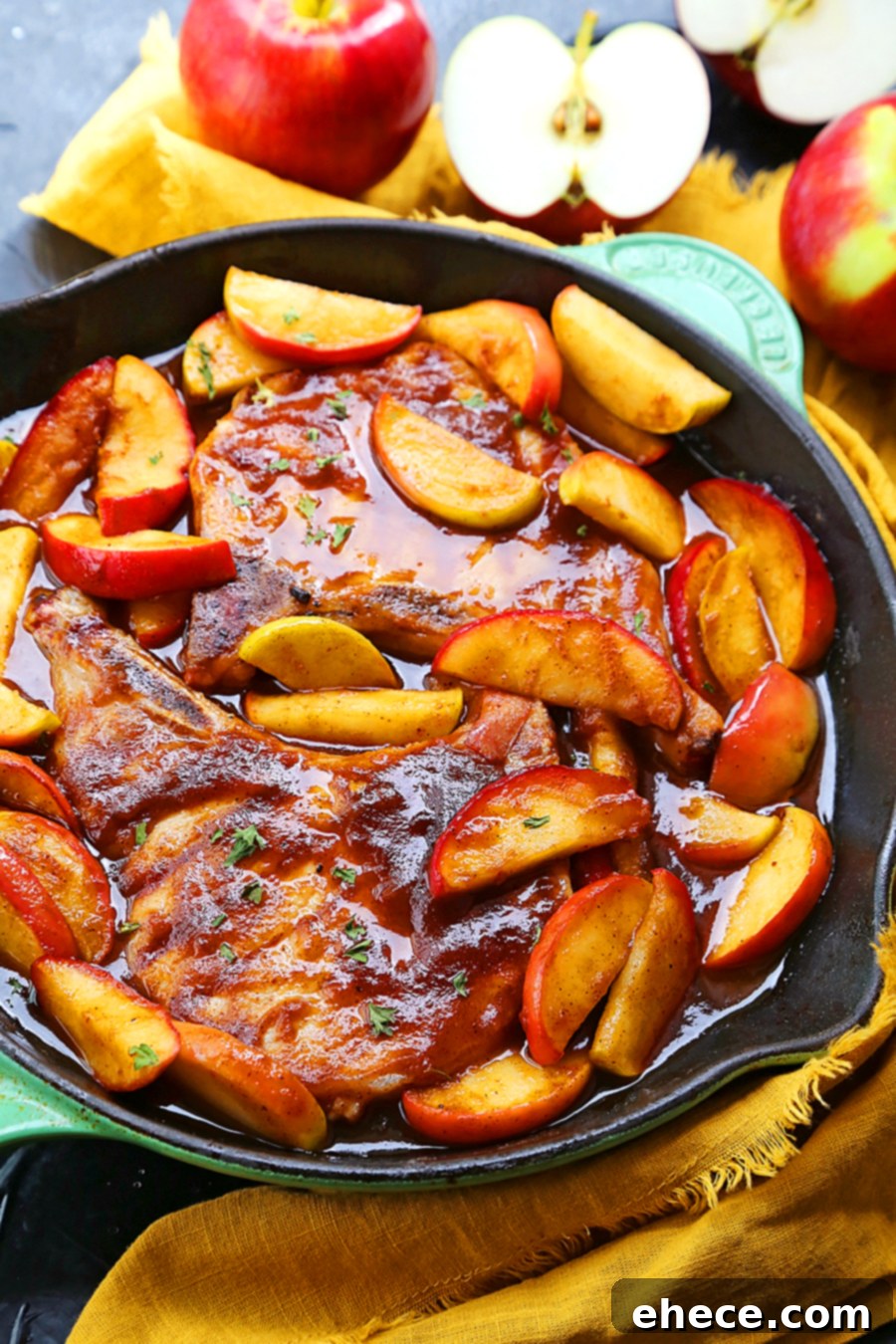 Step-by-step cooking process of apple butter pork chops