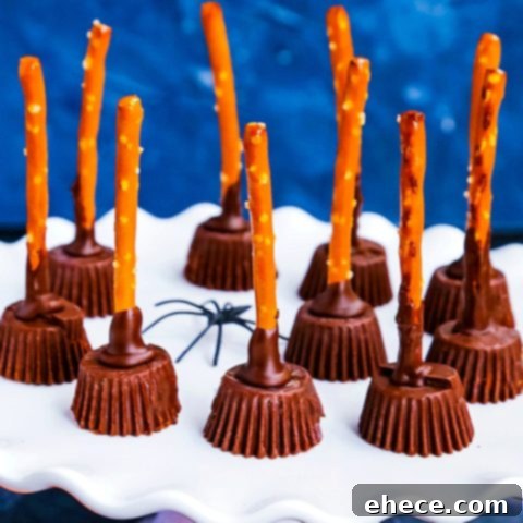 Chocolate-Pretzel Witches Broomsticks