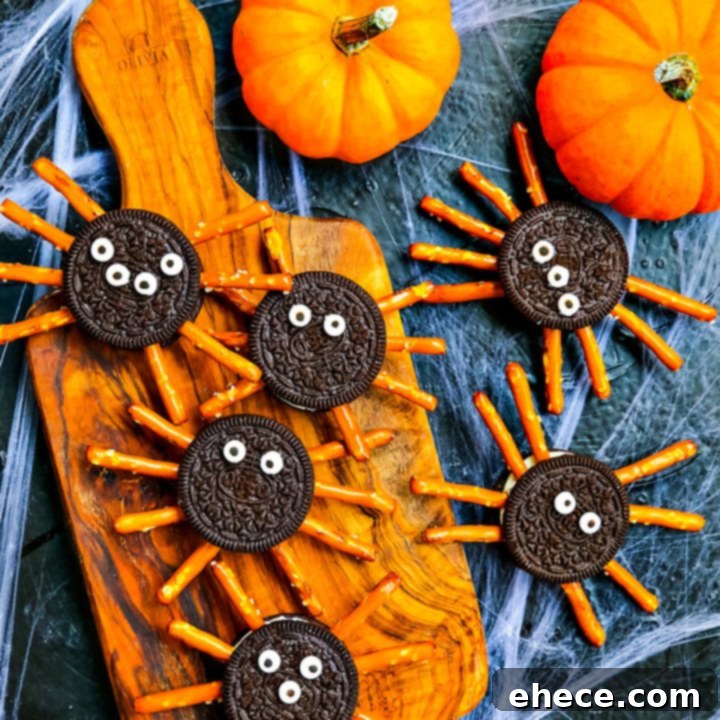 Eight-Legged Oreo Pretzel Delights 3 Oreo Pretzel Spider Cookies