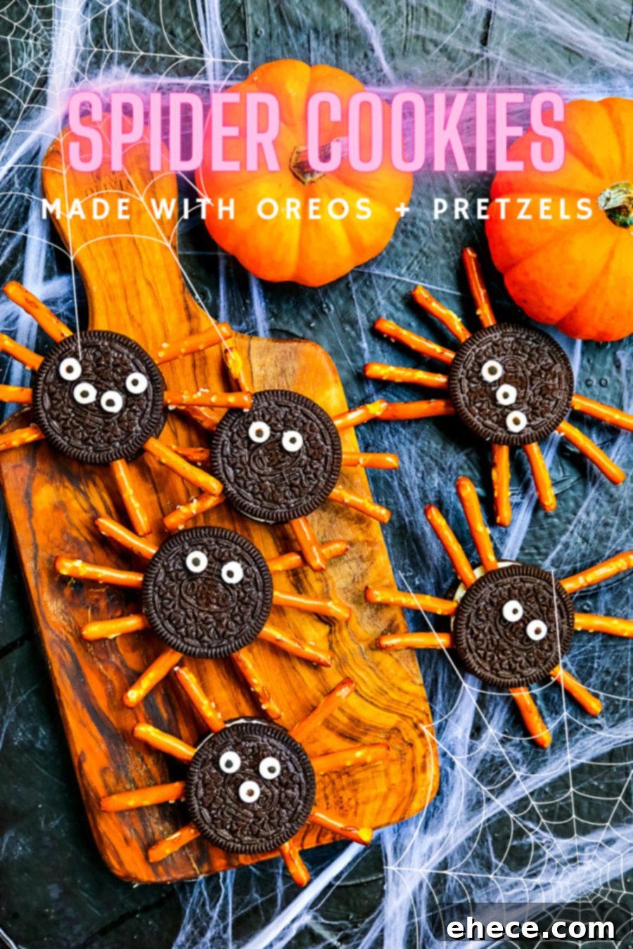 Eight-Legged Oreo Pretzel Delights 5 Close-up of Oreo Pretzel Spider Cookies