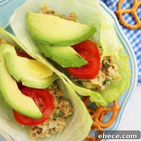 Avocado Tuna Salad Lettuce Wraps