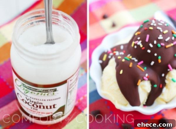 Homemade Chocolate Magic Shell – Jazz up your ice cream or fresh fruit with this 2-ingredient chocolate magic shell – it pours smooth & hardens in seconds! | TheComfortOfCooking.com