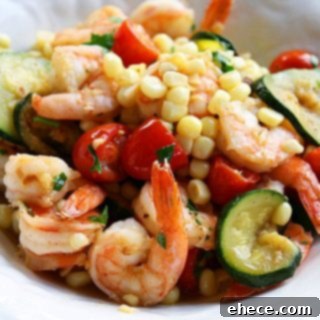 Sunshine Stir-Fry 3 Beautifully plated Summer Shrimp Stir Fry, ready to serve.