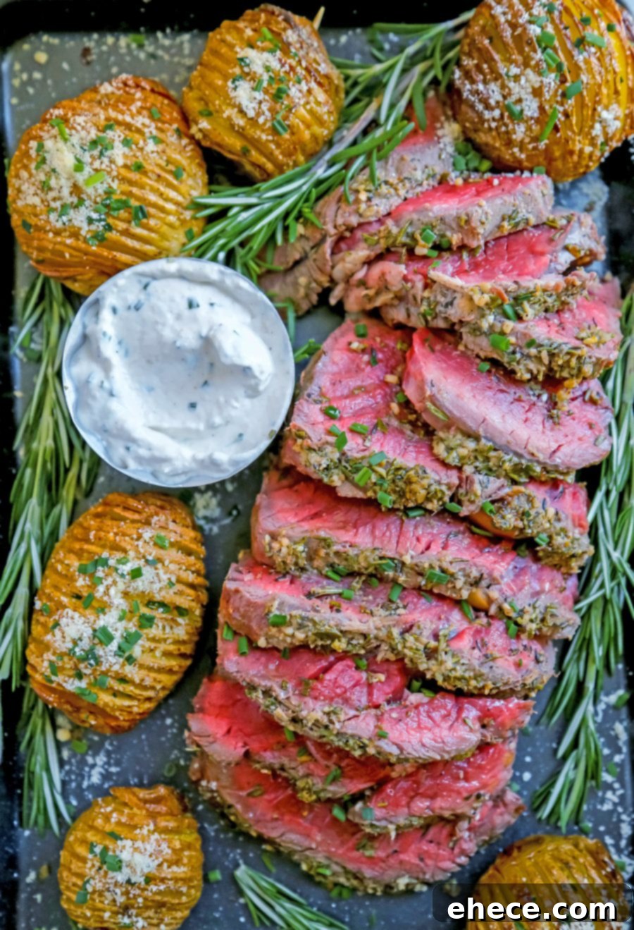 Close-up of Roasted Beef Tenderloin slices