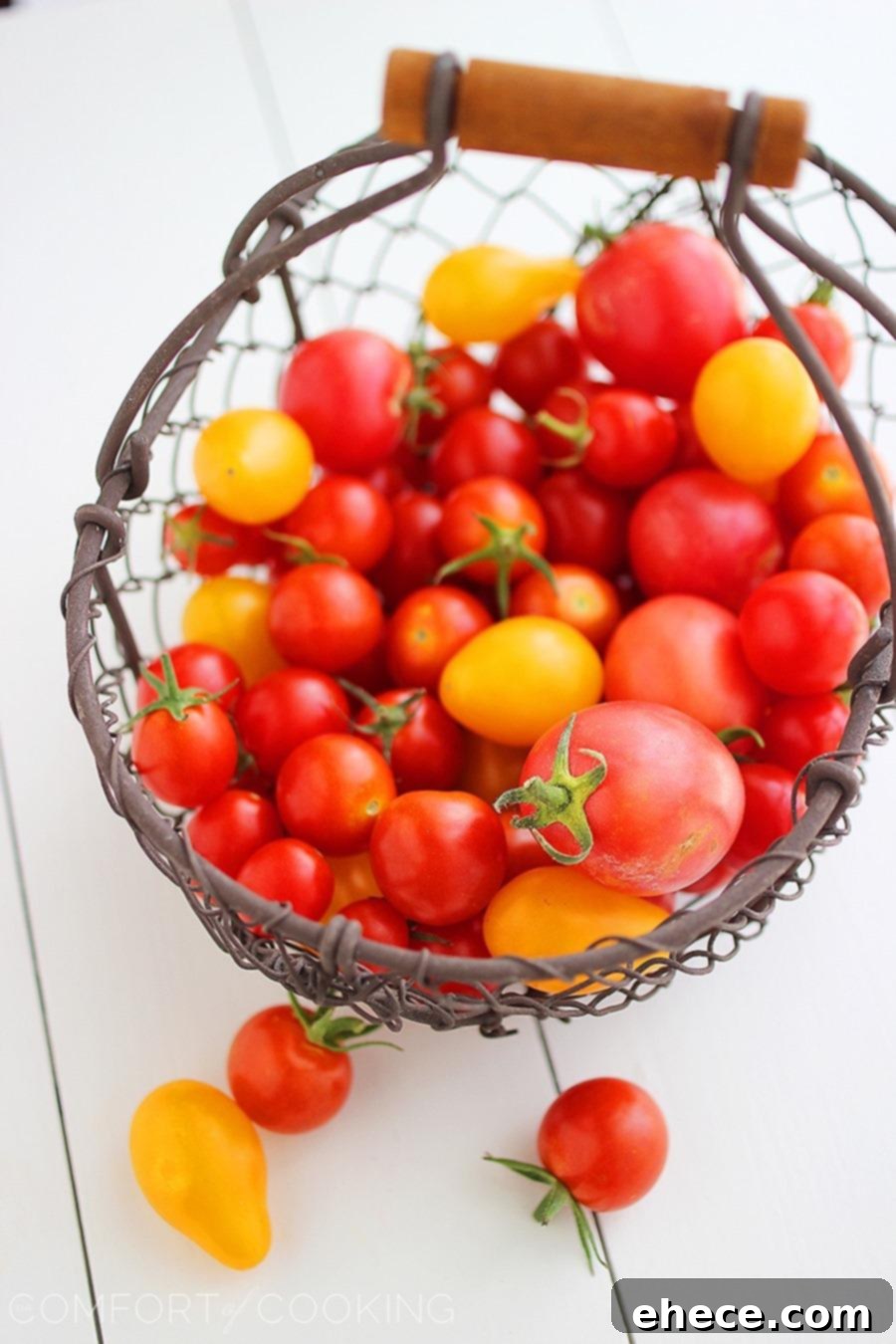 Gooey Warm Tomato & Mozzarella Bruschetta, a perfect party appetizer or easy vegetarian meal.