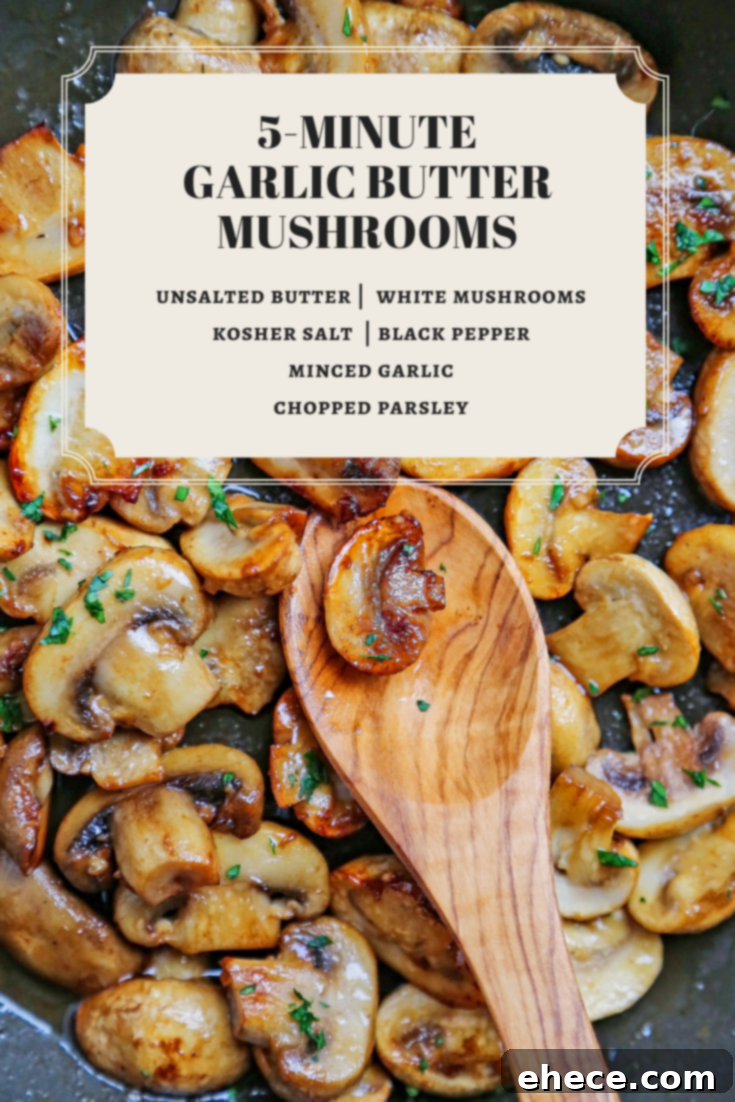 Garlic Butter Mushrooms: 5 Minutes to Flavor 6 Top-down view of garlic butter mushrooms in a serving bowl