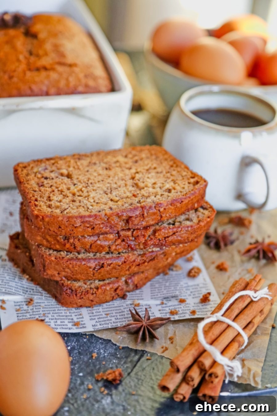 Delicious slices of banana bread on a cutting board, ready to eat