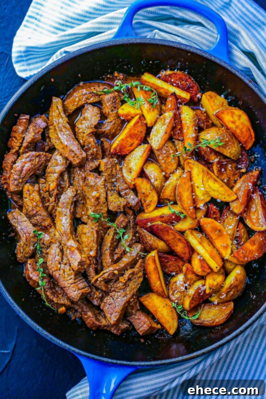 Garlic Butter Steak and Potatoes Skillet, first image showing the cooked dish