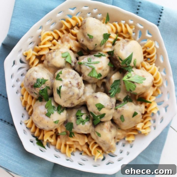 Lighter Swedish Meatballs on a plate