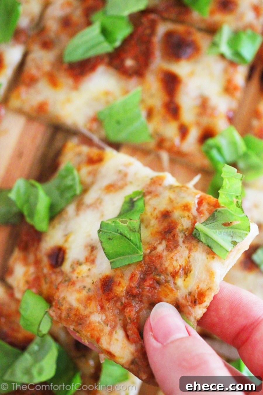 Timeless Margherita Pizza 6 Overhead shot of a full, round Margherita pizza with vibrant colors and toppings.