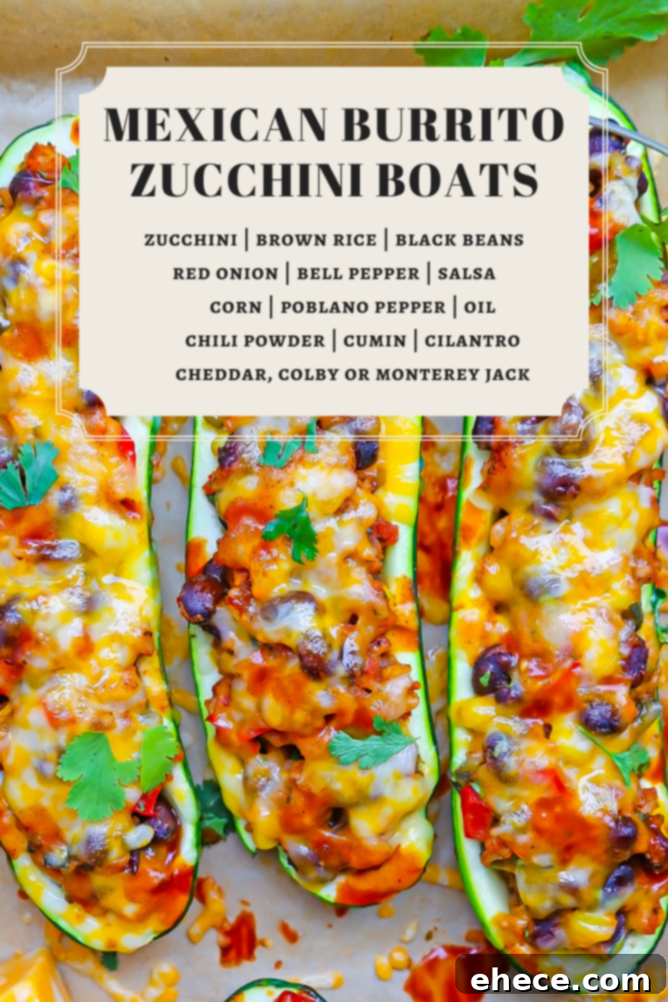 Final plating of Mexican Burrito Zucchini Boats