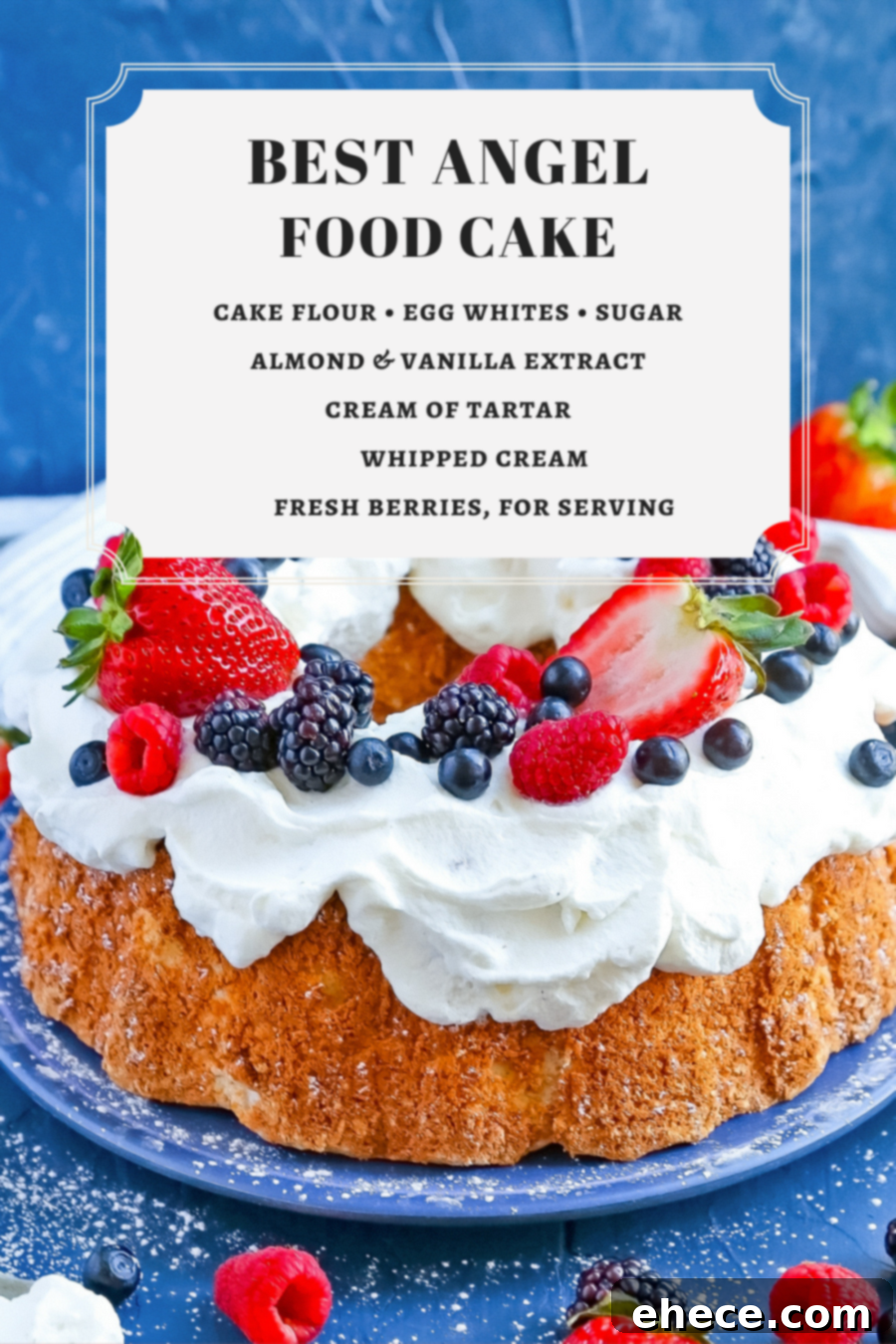 Heavenly Angel Food Cake 8 Angel Food Cake Slices with Berries