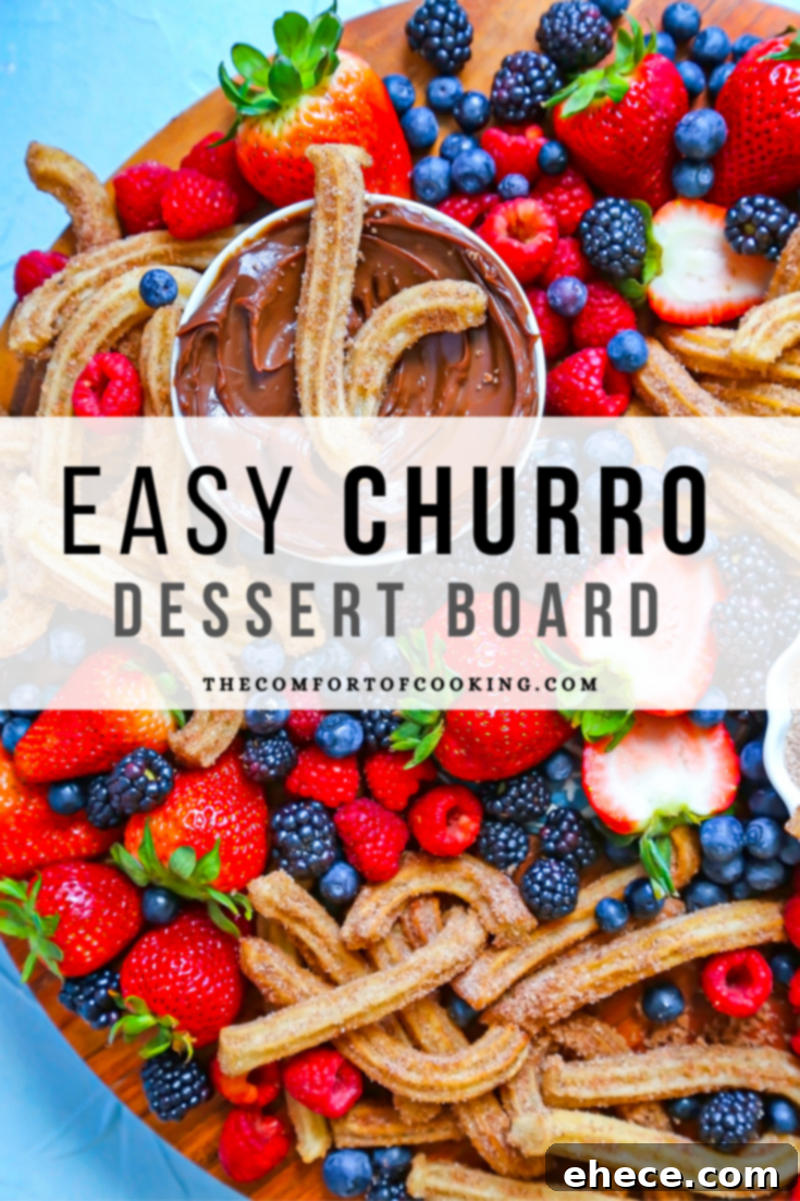 Churro Dessert Board with various berries and chocolate sauce