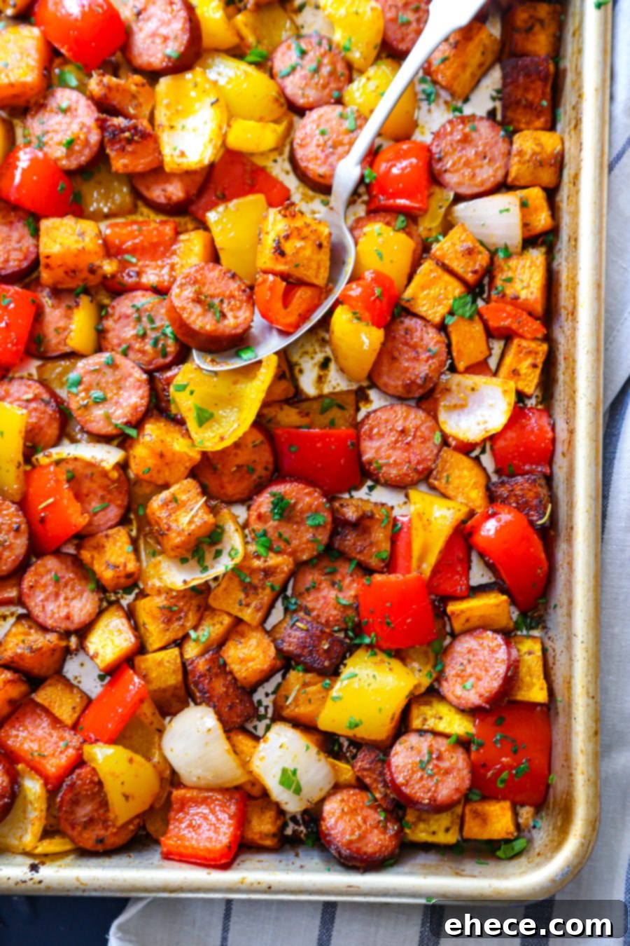 Roasted Sausage, Peppers, and Butternut Squash One-Pan Meal 3 Sausage, Peppers + Butternut Squash Sheet Pan Dinner - second image