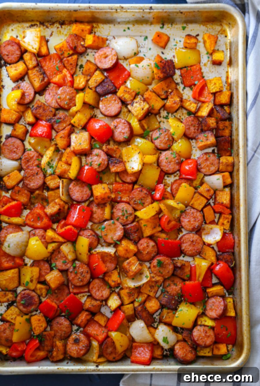 Roasted Sausage, Peppers, and Butternut Squash One-Pan Meal 4 Sausage, Peppers + Butternut Squash Sheet Pan Dinner - third image