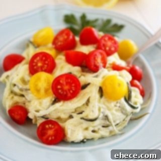 Creamy Lemon Zucchini Noodles with Tomatoes Recipe