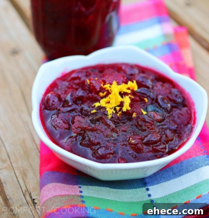 Homemade Cranberry Sauce on a holiday table