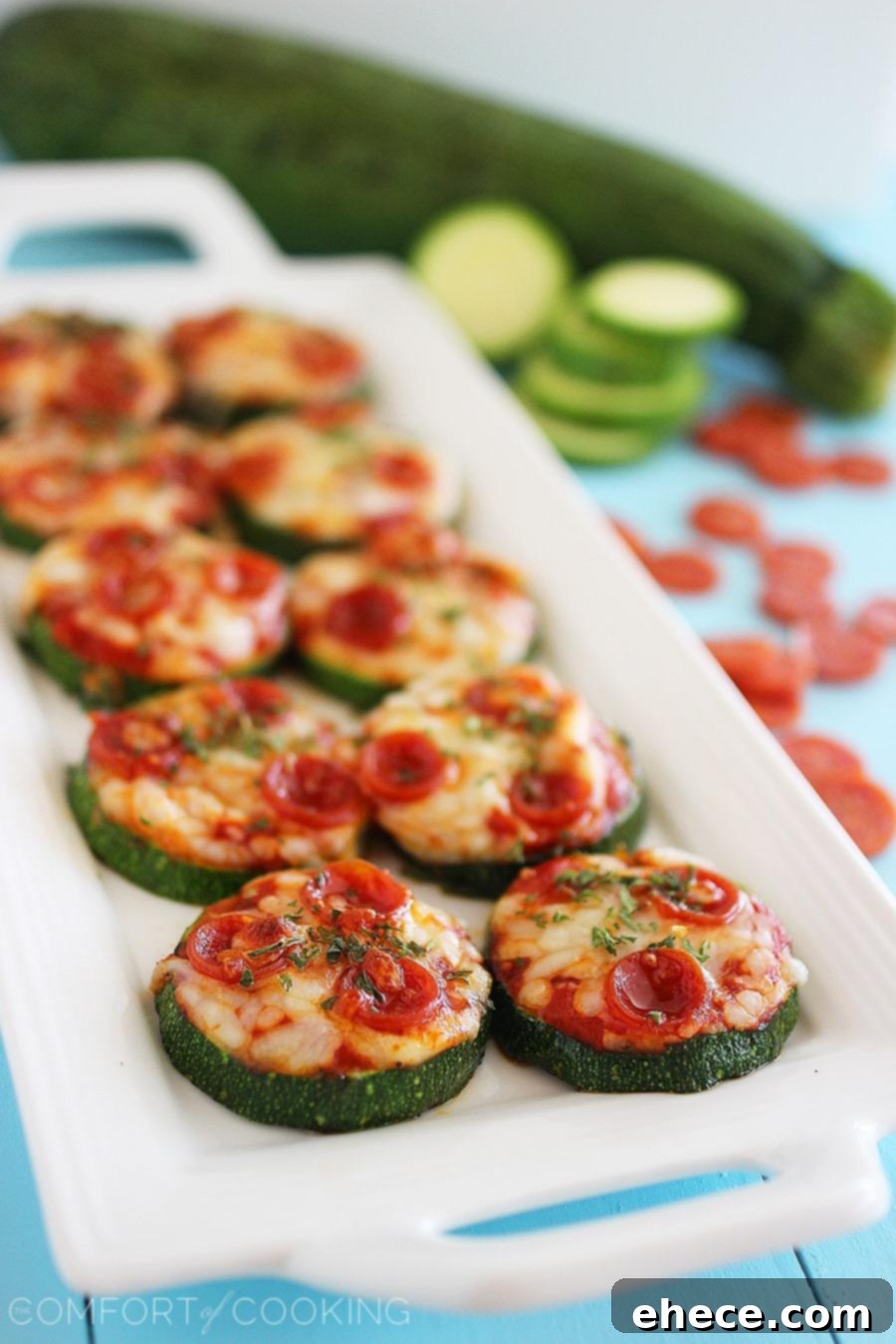 Ooey-Gooey Zucchini Pizza Bites with Mozzarella and Mini Pepperoni
