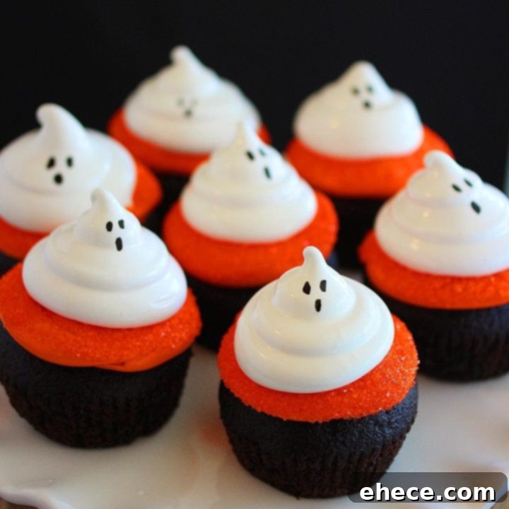 Dark Chocolate Cupcakes with Meringue Ghosts, the ultimate Halloween dessert recipe