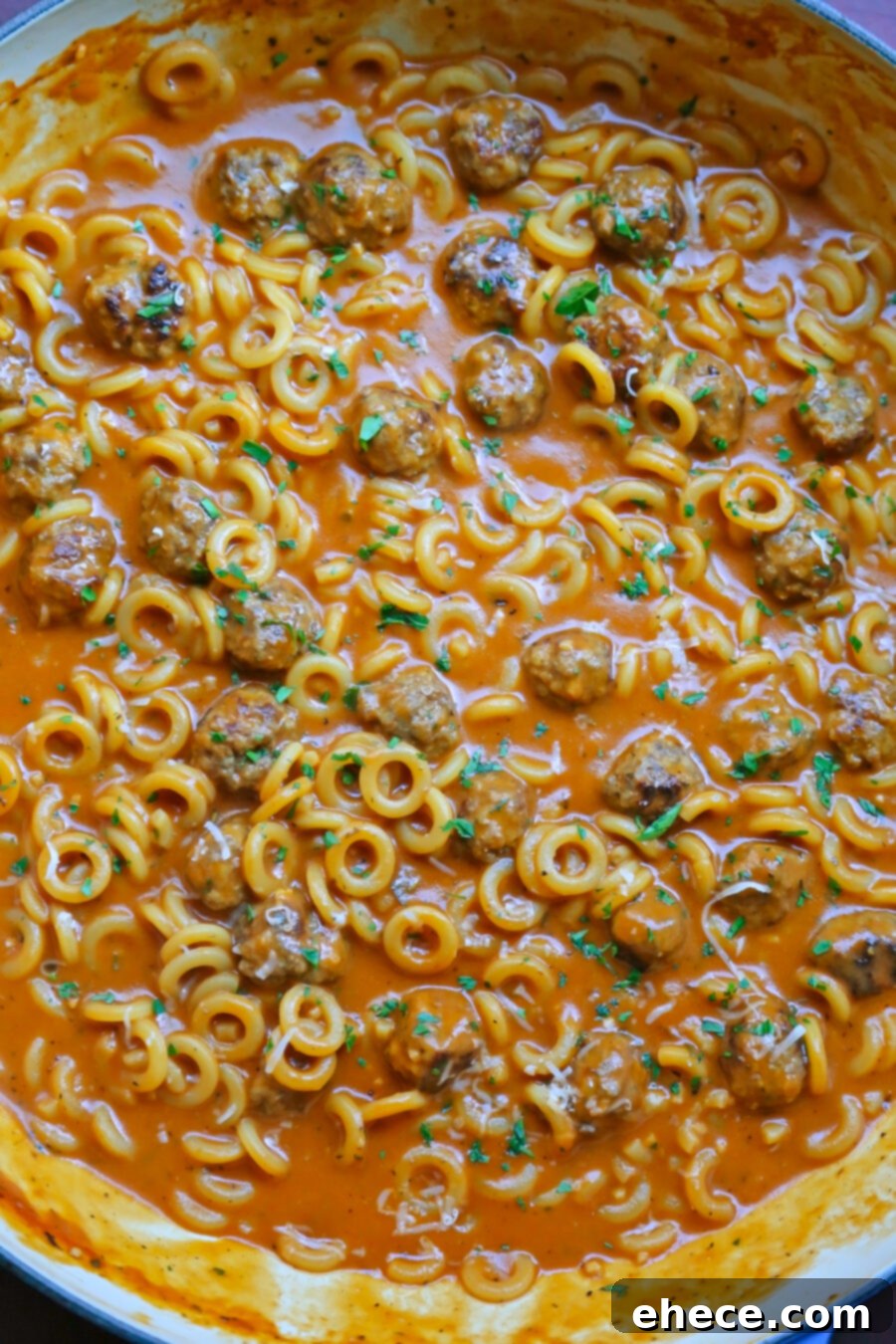One-Pan Homemade Spaghettios serving suggestion in a bowl