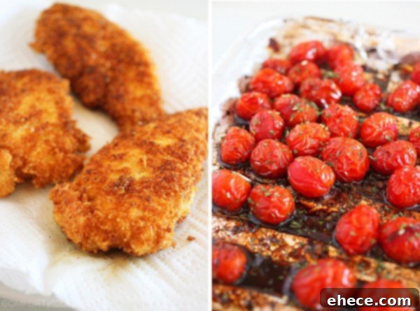 Close-up of golden brown Crispy Parmesan Chicken with melting cheese