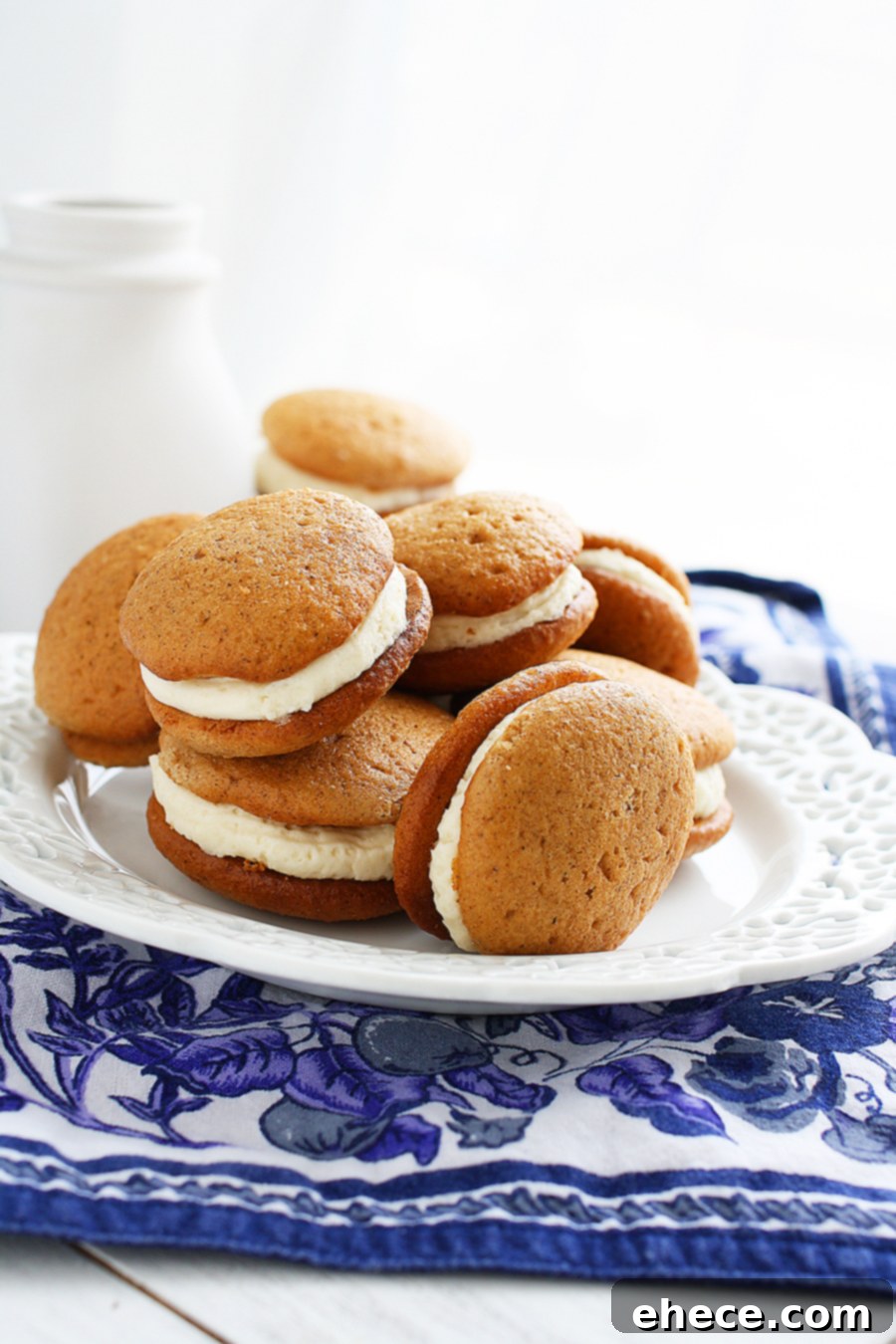 Spiced Gingerbread Whoopie Pies 4 A close-up of a perfectly formed Gingerbread Whoopie Pie with creamy white filling