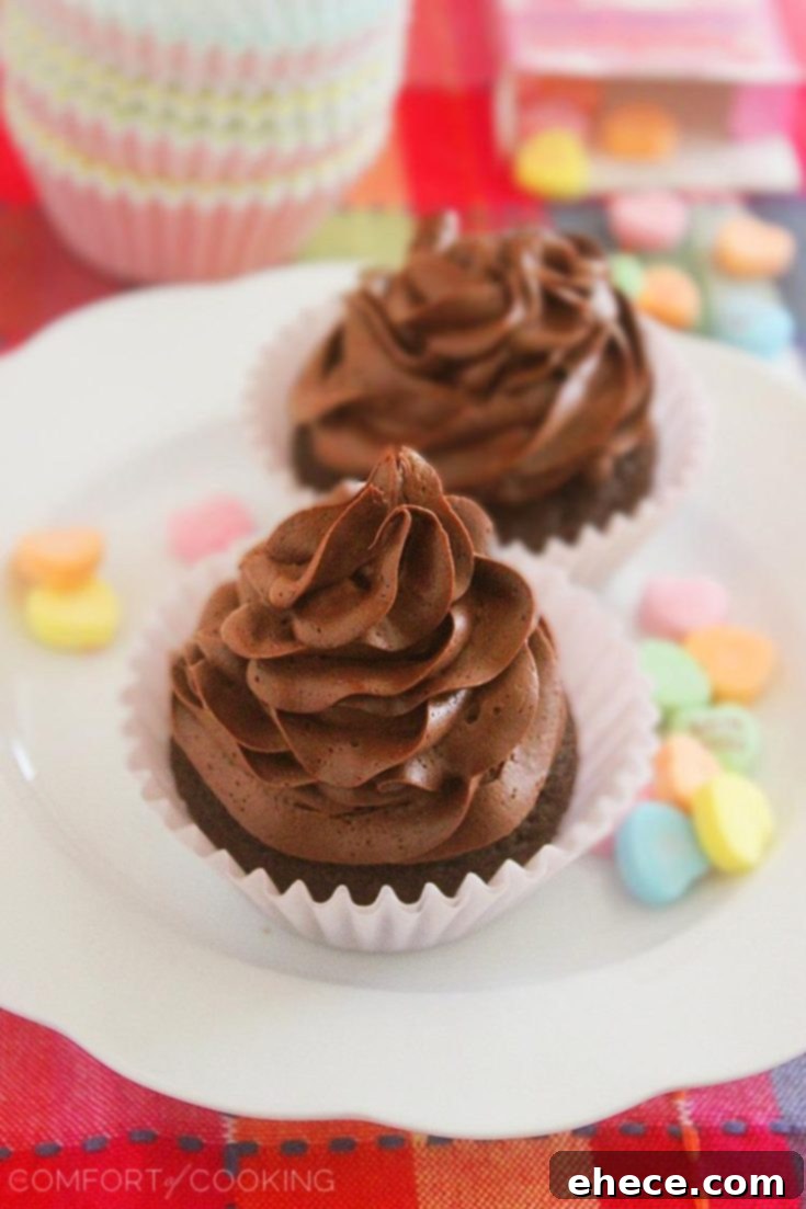 One Bowl Chocolate Cupcakes for Two, a simple and quick dessert recipe.