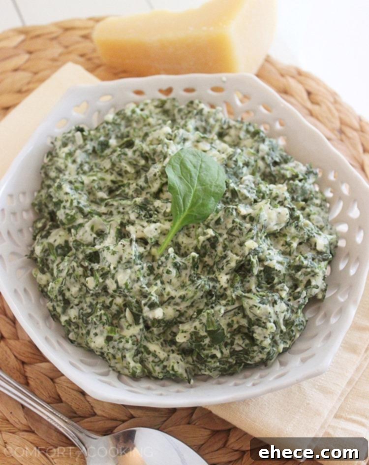 Lighter Creamed Spinach: A healthier take on a classic side dish, perfect for steak dinners and special occasions.