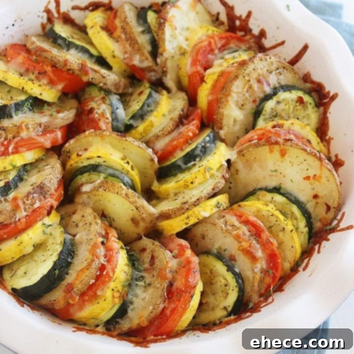 Golden Baked Parmesan Vegetable Tian 8 Parmesan Vegetable Tian - Healthy, colorful and delicious layered vegetable bake.