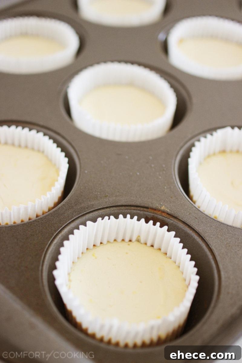 Three Skinny Lemon Cheesecake Cupcakes garnished with fresh berries and whipped cream.