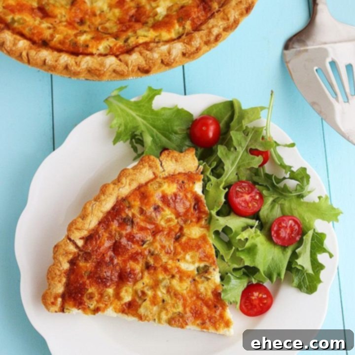 Cheesy Ham, Cheddar and Scallion Quiche