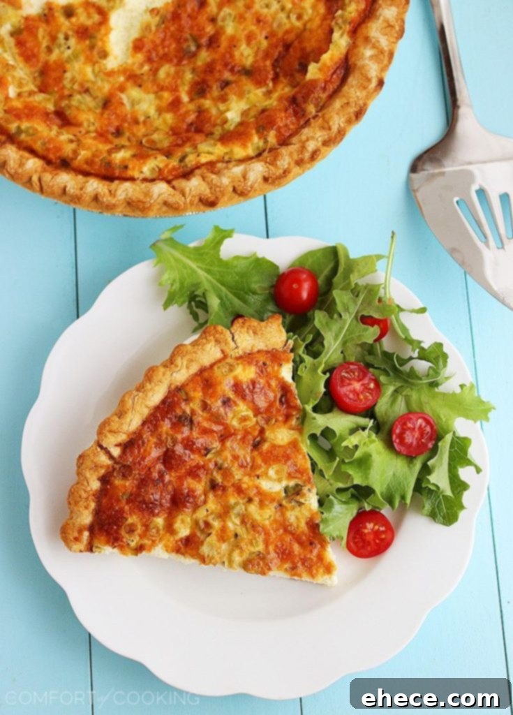 Cheesy Ham, Cheddar and Scallion Quiche